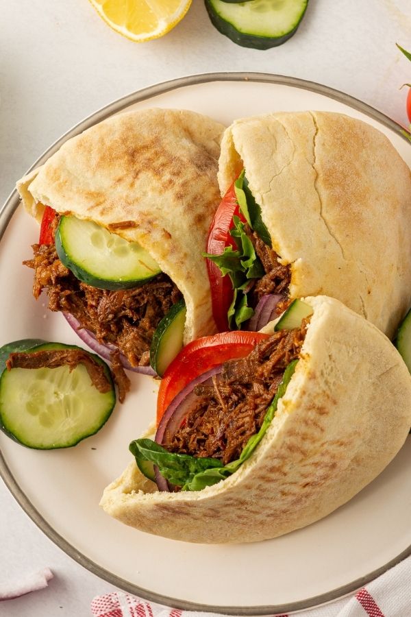 beef gyros on a plate 